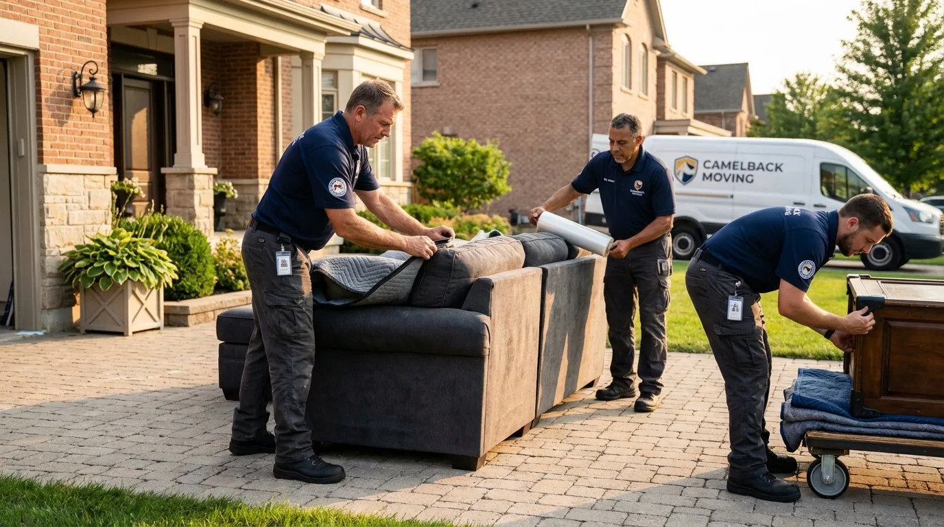 Large estate moving crew wrapping furniture in Versailles, IN